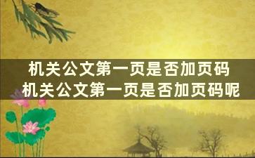 机关公文第一页是否加页码 机关公文第一页是否加页码呢